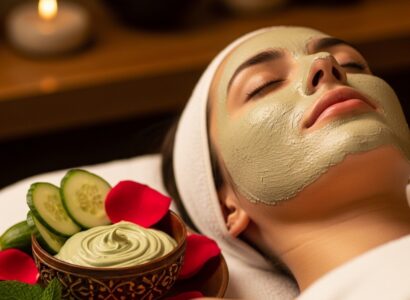 A cinematic, award-winning photography shot related to organic facial bangalore,