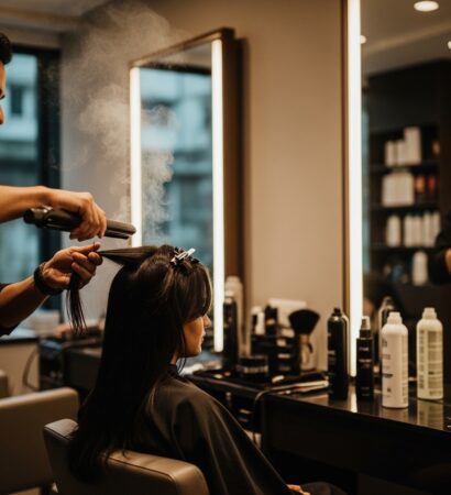 A cinematic, award-winning photography shot related to temporary hair straightening A cinematic, award-winning photography shot related to temporary hair straightening